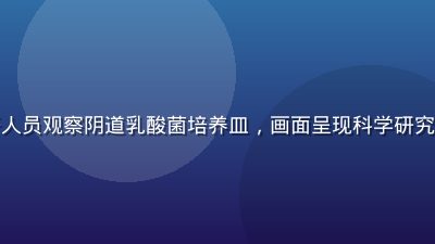 微生物学实验室内科研人员观察阴道乳酸菌培养皿，画面呈现科学研究氛围与蓝色实验室光线